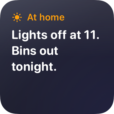 At home: a reminder for tonight